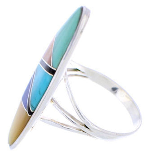 Genuine Silver Southwest Multicolor Jewelry Ring Size 5-1/2 YX33828
